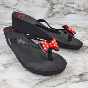Disney Park Exclusive Minnie Mouse Wedge Flip Flop Sandals